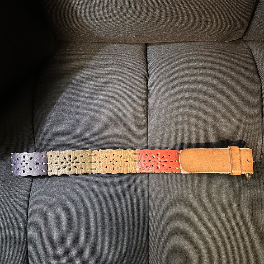 Fossil Multi Colored Patchwork Leather Belt Women… - image 4